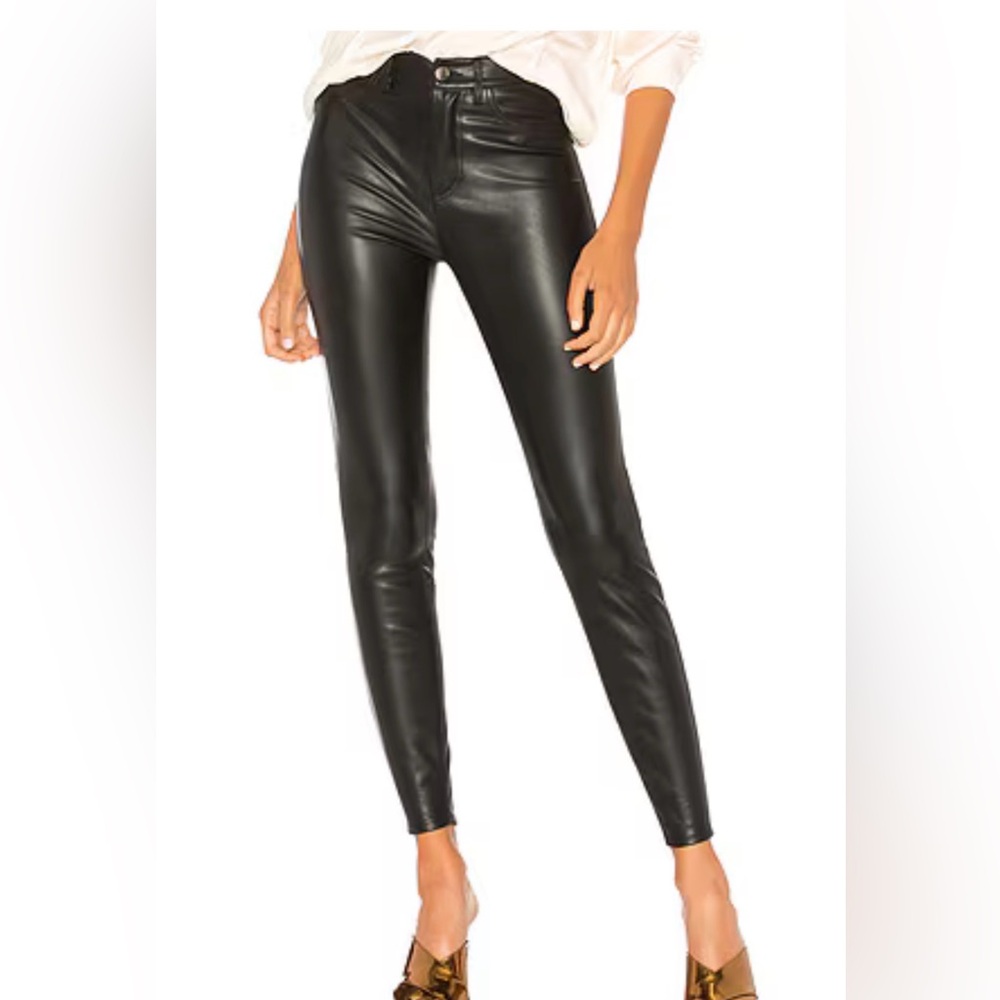 Free People Womens Faux Leather Skinny Pants - Black